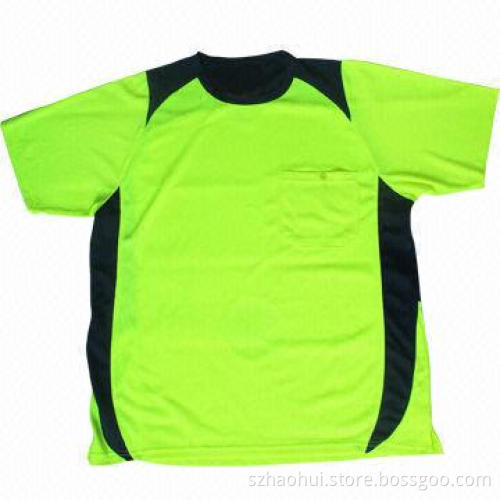 Reflective yellow polyester t-shirt